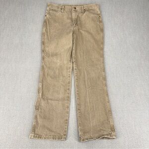 Wrangler Mens 32x30 Cowboy Cut Slim Fit Jeans 936 Khaki Tan Trail Dust Rivets